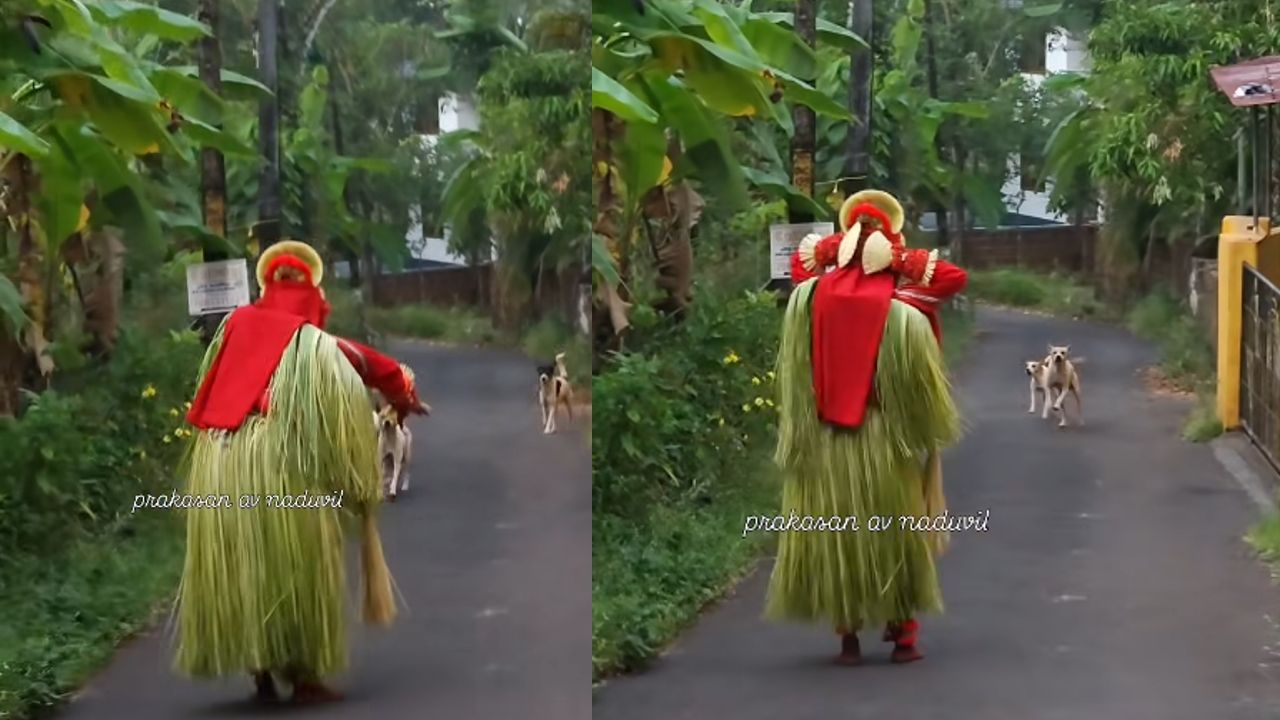 THEYYAM PERFORMER FACES STRAY DOGS