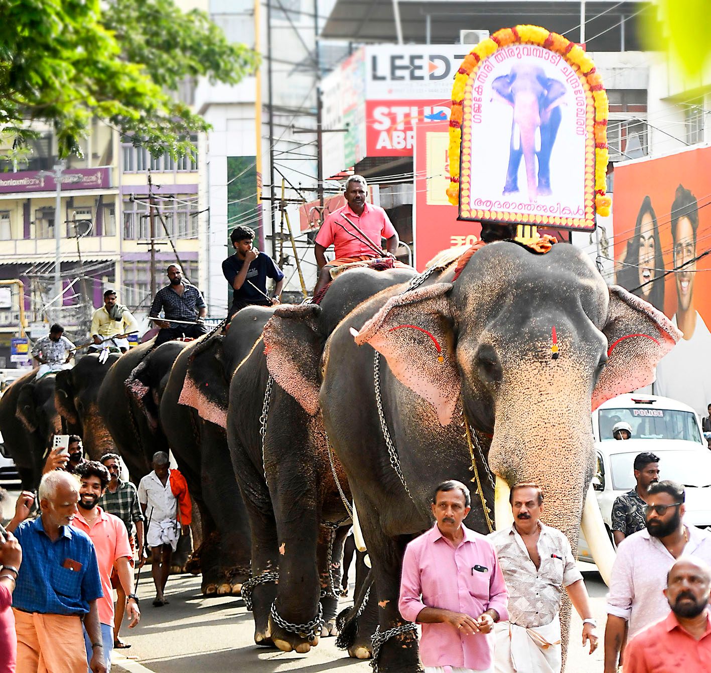 ഗജകേസരി ചന്ദ്രശേഖരൻ  അനുസ്മരണത്തോടനുബന്ധിച്ച്‌  തിരുവമ്പാടി ദേവസ്വം നടത്തിയ   ഗജയാത്രയിൽ നിന്ന്