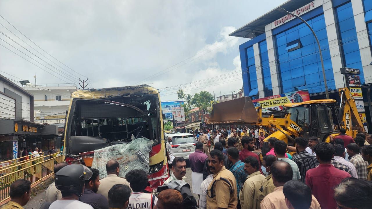 Tourist bus and KSRTC collided 