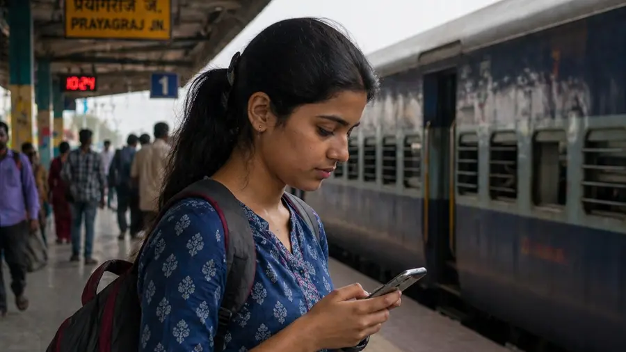 Train Railway Platform Woman Mobile Phone