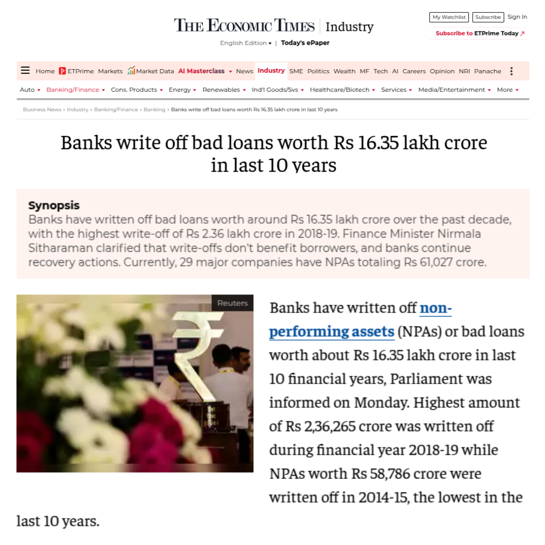 ET news bad debt