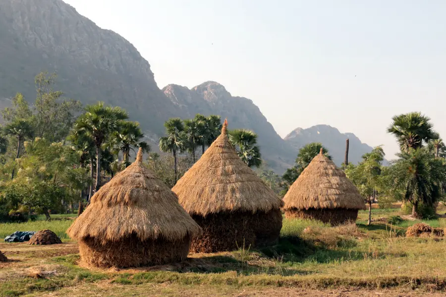 മഹ്വാ ബഗീച്ച ഗ്രാമത്തിലെ വൈക്കോലടുക്കുകൾ
