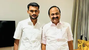 V D Satheesan with MDMA Case Accused Huzain Muzafir