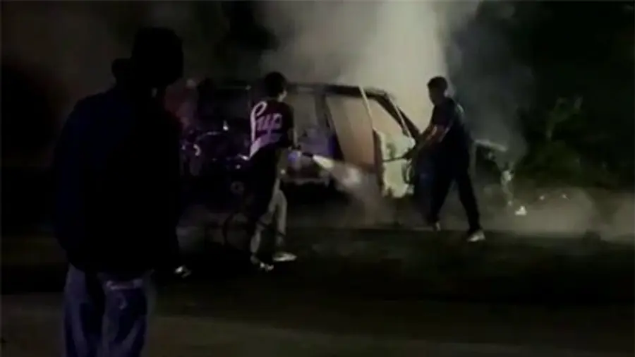 ambulance catches fire in gujarath