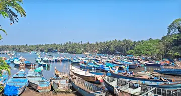മത്സ്യദൗർലഭ്യം കാരണം കടലിലിറങ്ങാതെ  ബേപ്പൂർ ഹാർബറിൽ നങ്കൂരമിട്ട ബോട്ടുകൾ