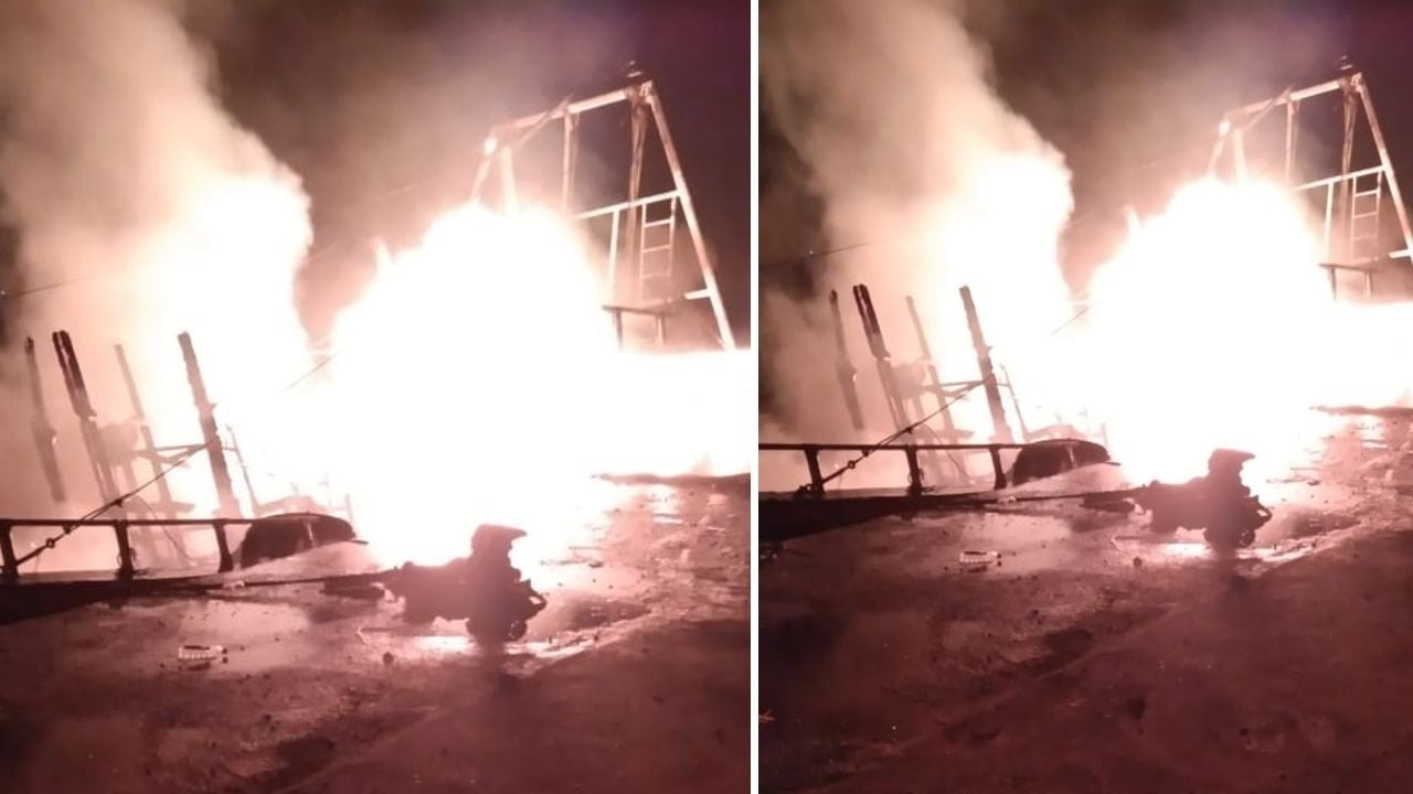 boat catches fire at azhikkal 