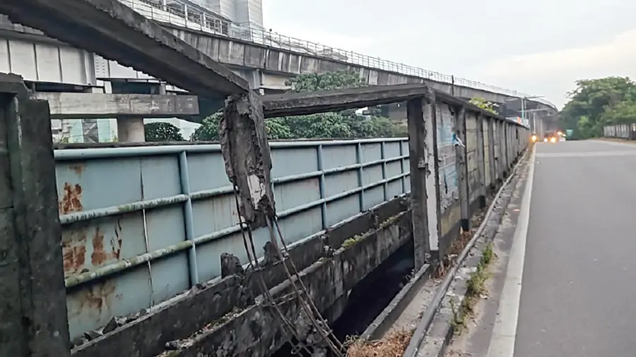 Retaining wall collapsed.