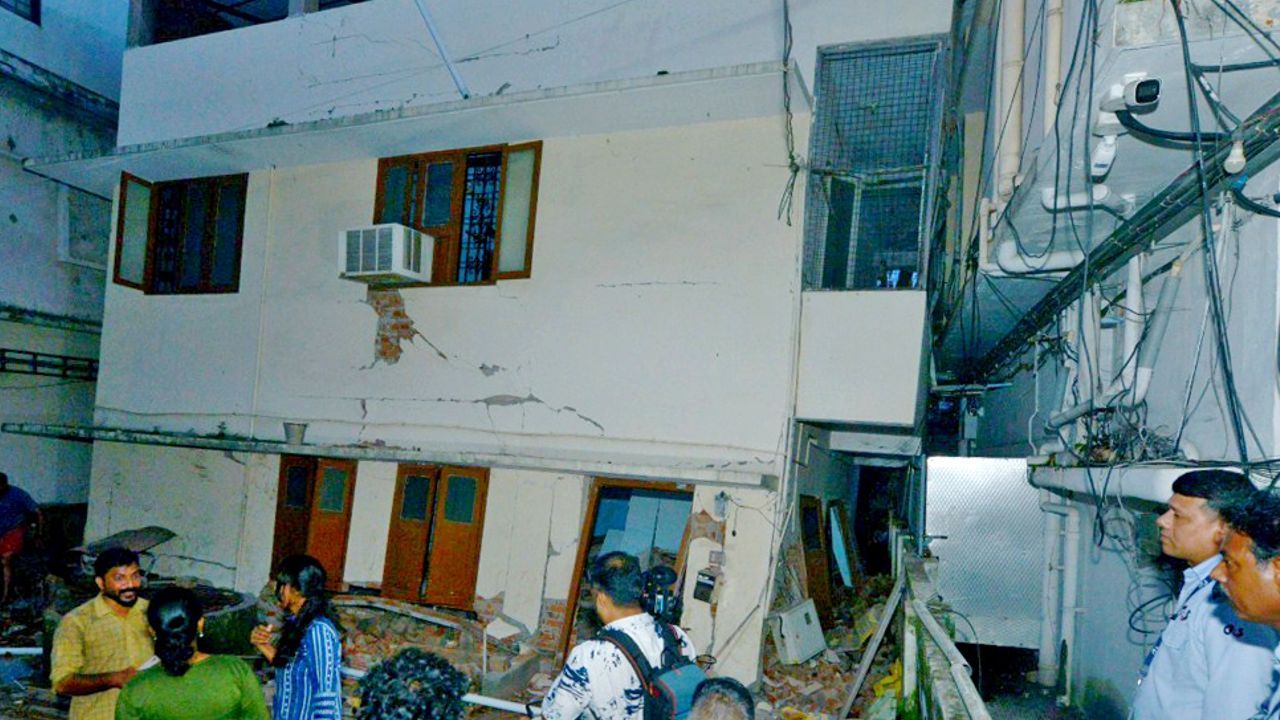 building tilted kochi