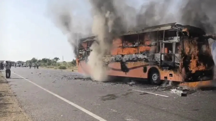 bus fire rajasthan