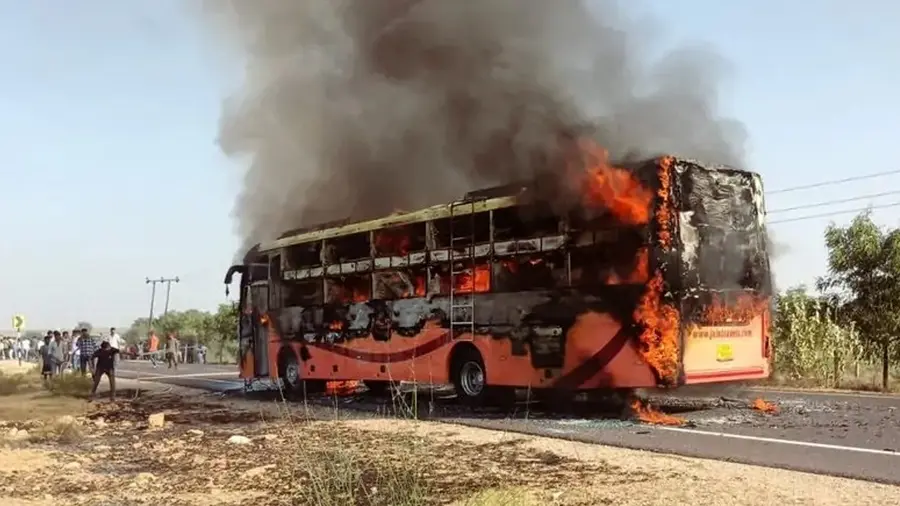 bus fire rajasthan