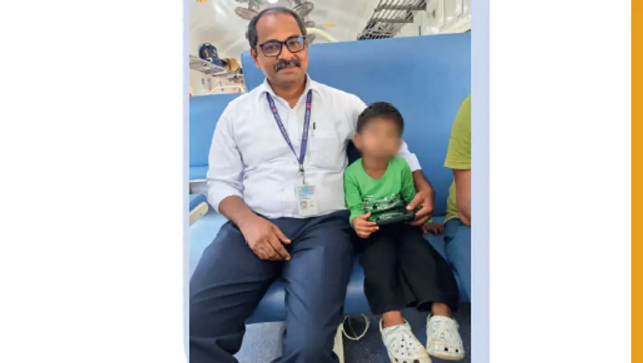 Five-year-old boy alone on the train