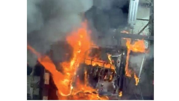 The transformer caught fire.