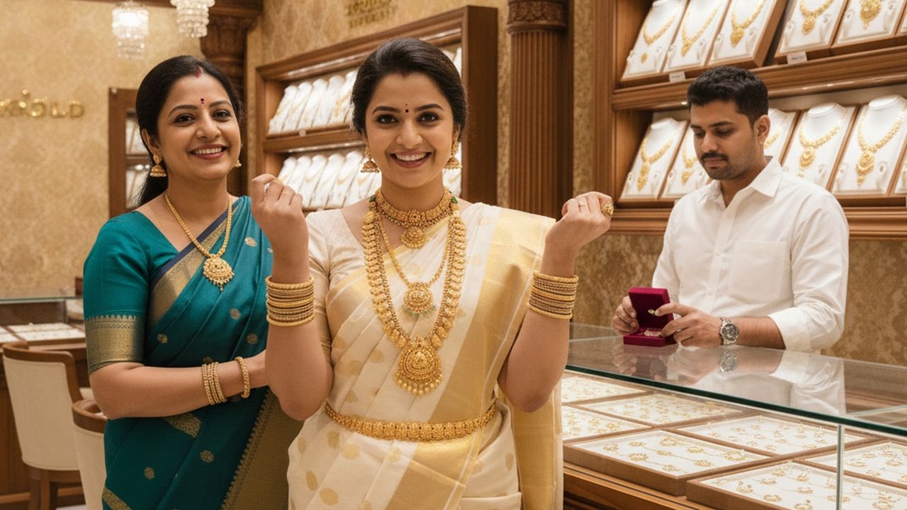 gold necklace wearing women