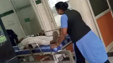 The young woman who collapsed was taken to the hospital.