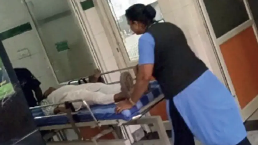 The young woman who collapsed was taken to the hospital.