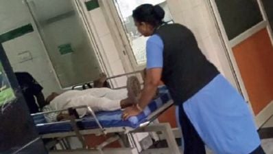 The young woman who collapsed was taken to the hospital.