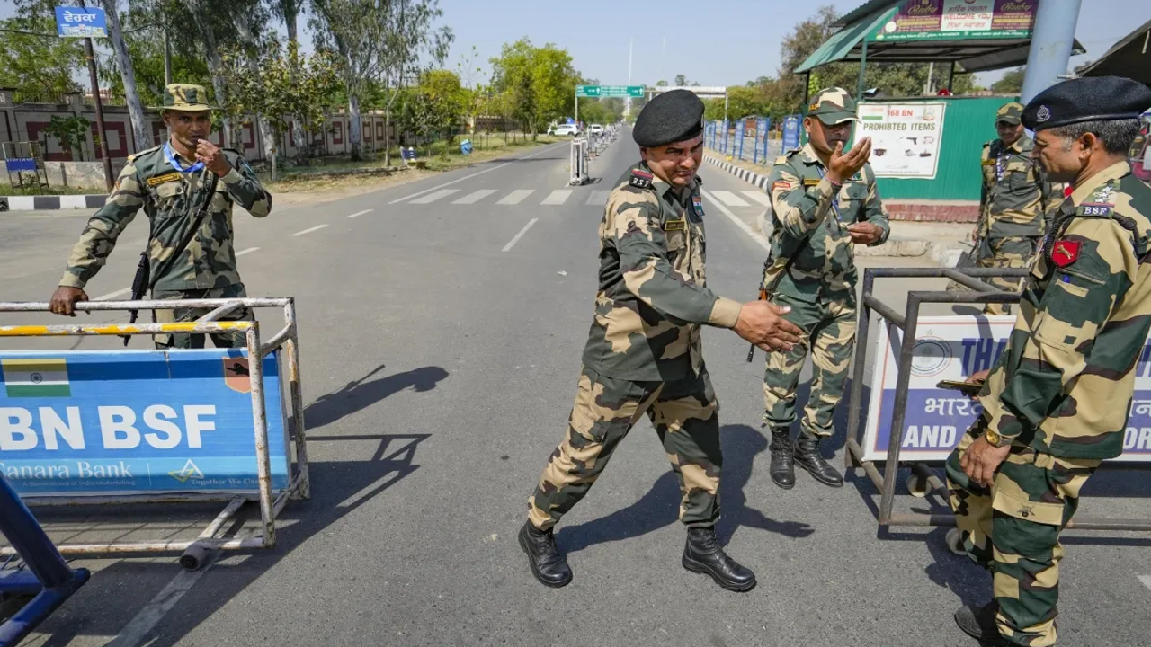 Security personnel stand guard at an Integrated Check Post near the Attari-Wagah border, in Amritsar district, Punjab. Image Source : PTI