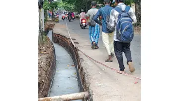 Drain construction poses a safety hazard.