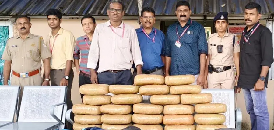 പാലക്കാട് ജങ്ഷൻ റെയിൽവേ സ്റ്റേഷനിൽനിന്ന് പിടികൂടിയ കഞ്ചാവ്