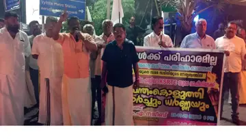 Bus owners staged a demonstration.