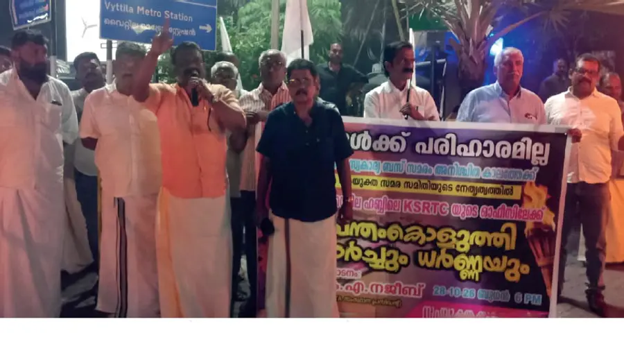 Bus owners staged a demonstration.