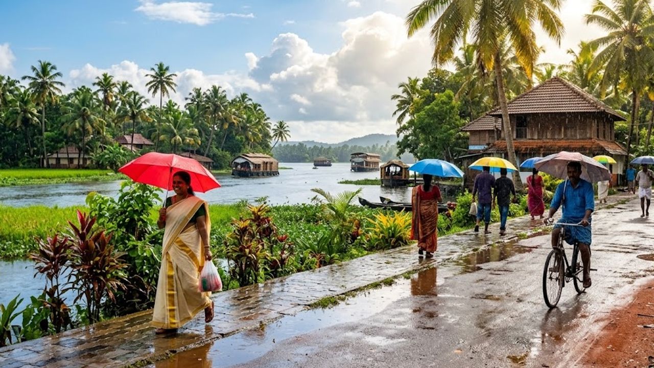 kerala rain and sunny day
