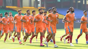 ഇന്ത്യൻ ഫുട്ബോൾ ടീം കലൂർ ജവാഹർലാൽ നെഹ്‌റു സ്റ്റേഡിയത്തിൽ പരിശീലനത്തിൽ/ ഫോട്ടോ: സുനോജ് നെെനാൻ മാത്യു