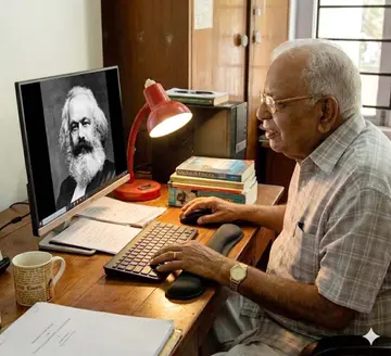 ഇന്റർനെറ്റ്‌ യുഗത്തിലെ പി ജി. എഐ നിർമിച്ച ഭാവനാചിത്രം 