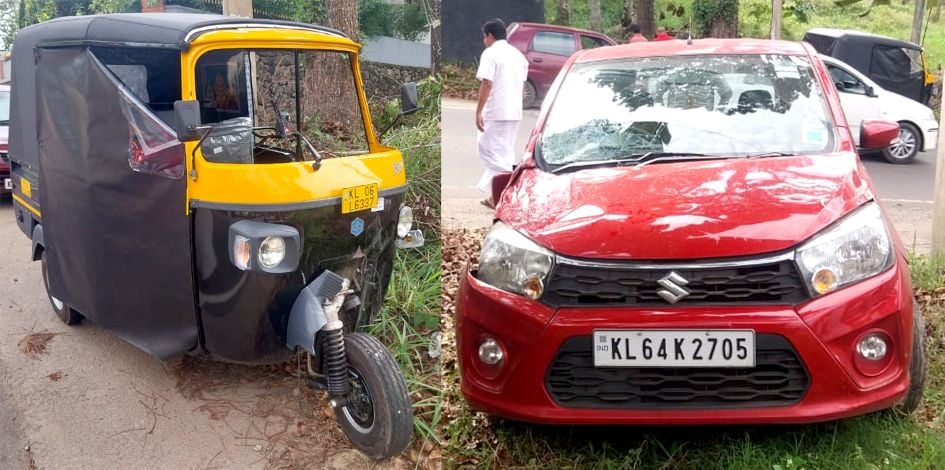 കട്ടപ്പന–- ഇരട്ടയാര്‍ റോഡില്‍ ഓട്ടോറിക്ഷ നിയന്ത്രണംവിട്ട് എതിരെവന്ന കാറിനുമുകളിലേക്ക് മറിഞ്ഞ് മൂന്നുപേര്‍ക്ക് പരിക്കേറ്റു. 