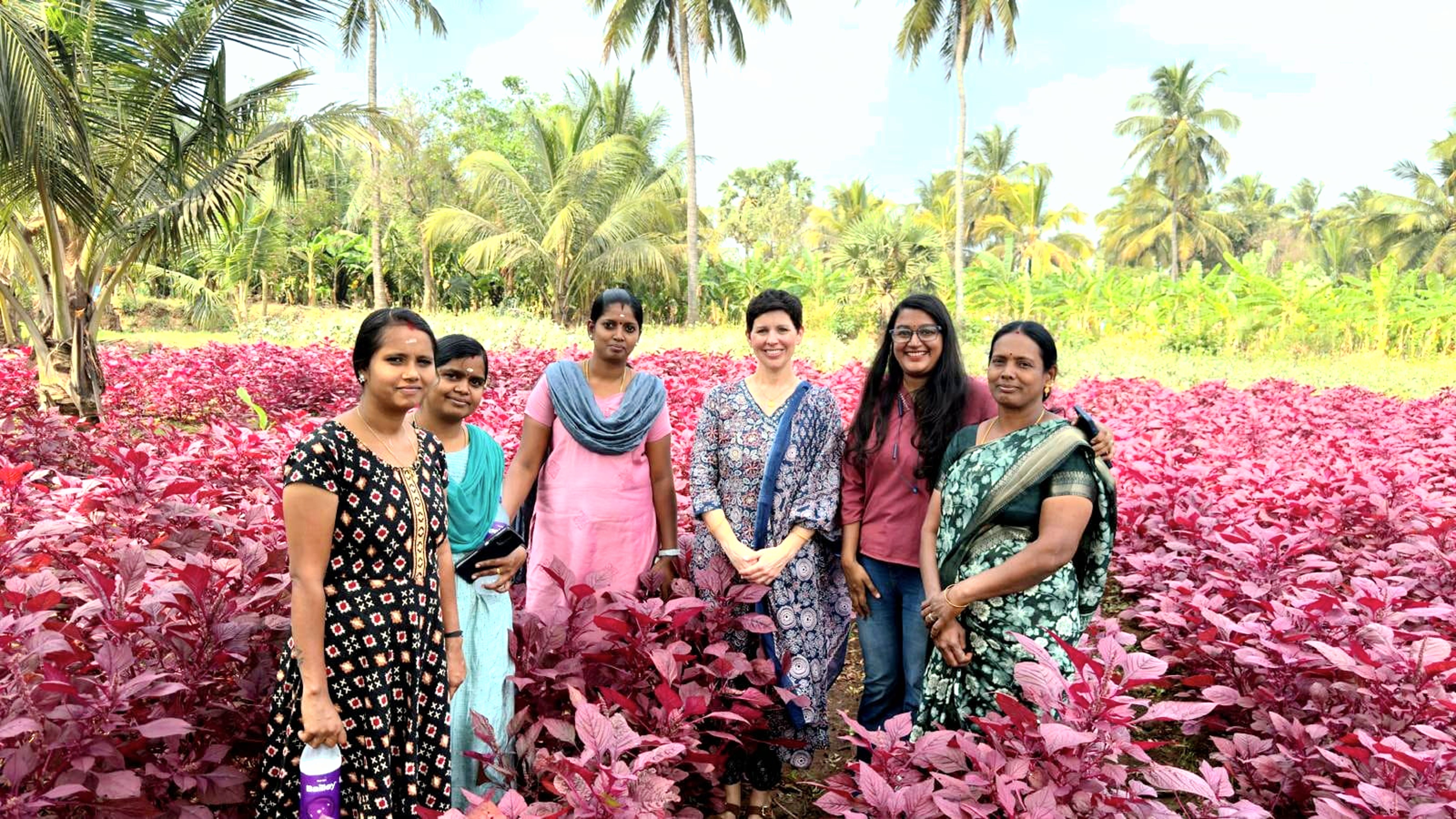 കുടുംബശ്രീയുടെ ഉപജീവന പദ്ധതികൾ പഠിക്കാനെത്തിയ അന്താരാഷ്ട്ര സംഘടനയായ സ്റ്റോറിബീയുടെ പ്രതിനിധിക്കൊപ്പം വടകരപ്പതി പഞ്ചായത്തിലെ നന്ദനം സംഘകൃഷി ഗ്രൂപ്പ് അംഗങ്ങൾ 