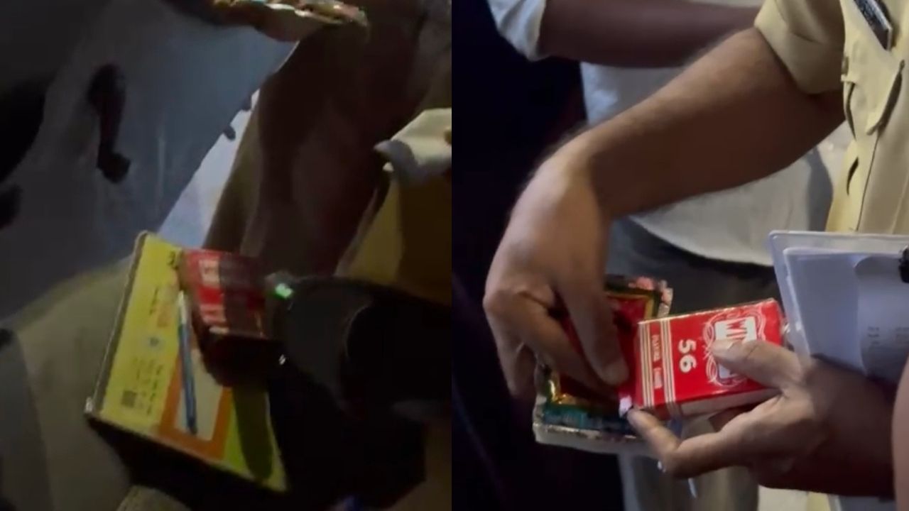 liquor at police vehicle