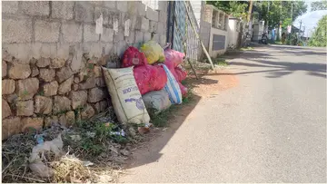 ആനന്ദേശ്വരം ഇടത്തറ റോഡരികിൽ ചാക്കുകളിലാക്കി മാലിന്യം  തള്ളിയനിലയിൽ 