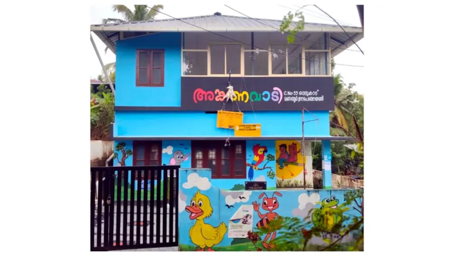 മണമ്പൂർ പഞ്ചായത്ത്  വെട്ടുകാട് നിർമിച്ച അങ്കണവാടിക്കെട്ടിടം