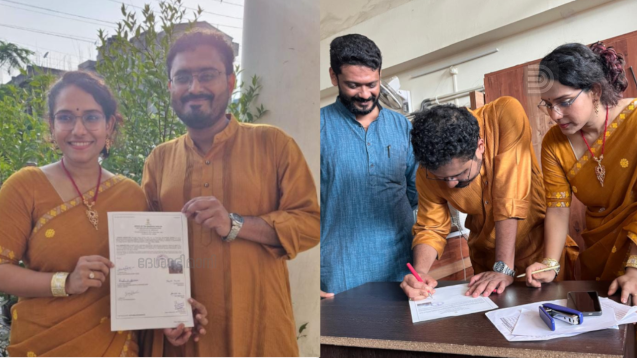 mayukh biswas and anandhitha weds