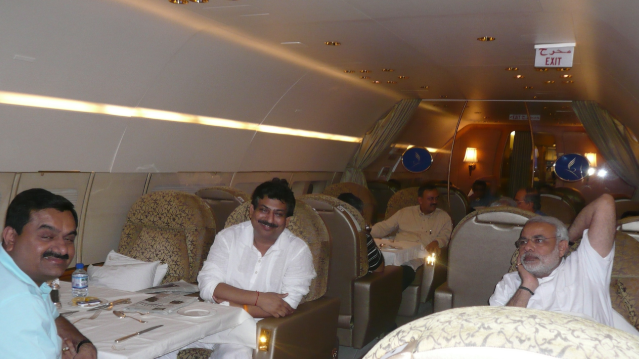 Undated photograph of Narendra Modi, Gautam Adani and and Vibhav Kant Upadhyay