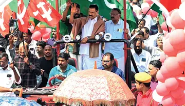 M V Govindan Ldf Vikasana Munnetta Jadha