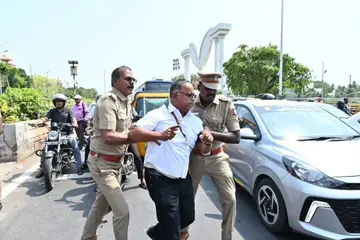 NPRD Working President Namburajan being forcefully arrested before protest