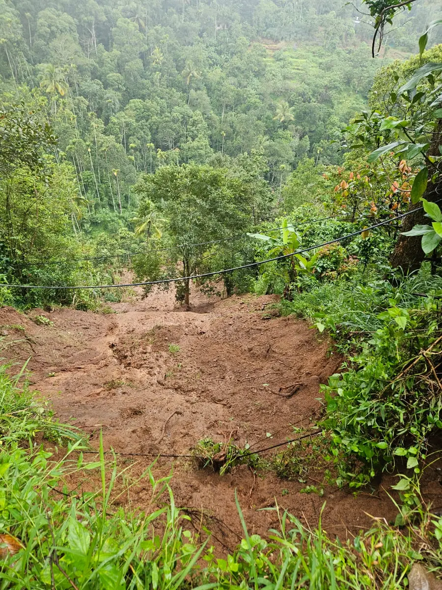 കനത്തമഴയിലും മലവെള്ളപ്പാച്ചിലിലും എഴുകുംവയൽ കുട്ടന്‍കവല– മലര്‍വാടി റോഡിനോട് ചേര്‍ന്നുള്ള ഒരേക്കർ സ്ഥലം ഒലിച്ചുപോയി. 