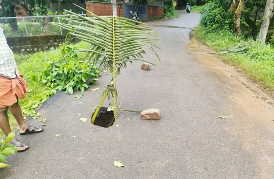 pothole in the road