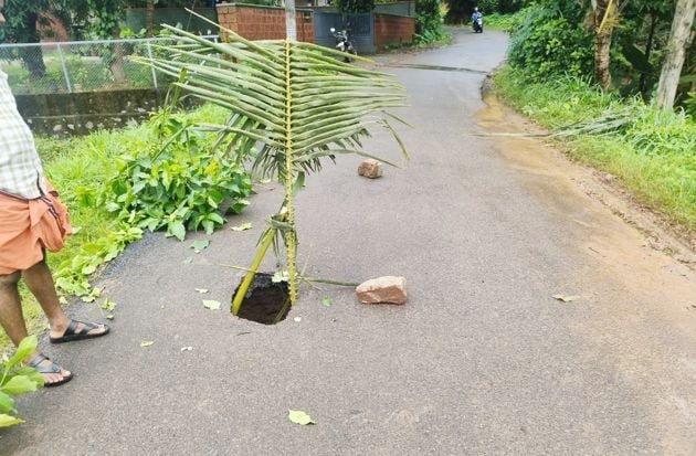 pothole in the road