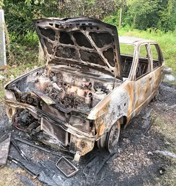 The car caught fire and 5 people were injured