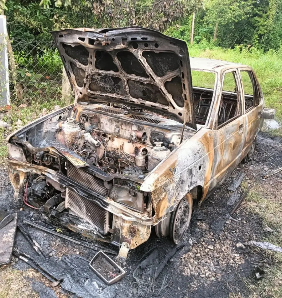 The car caught fire and 5 people were injured