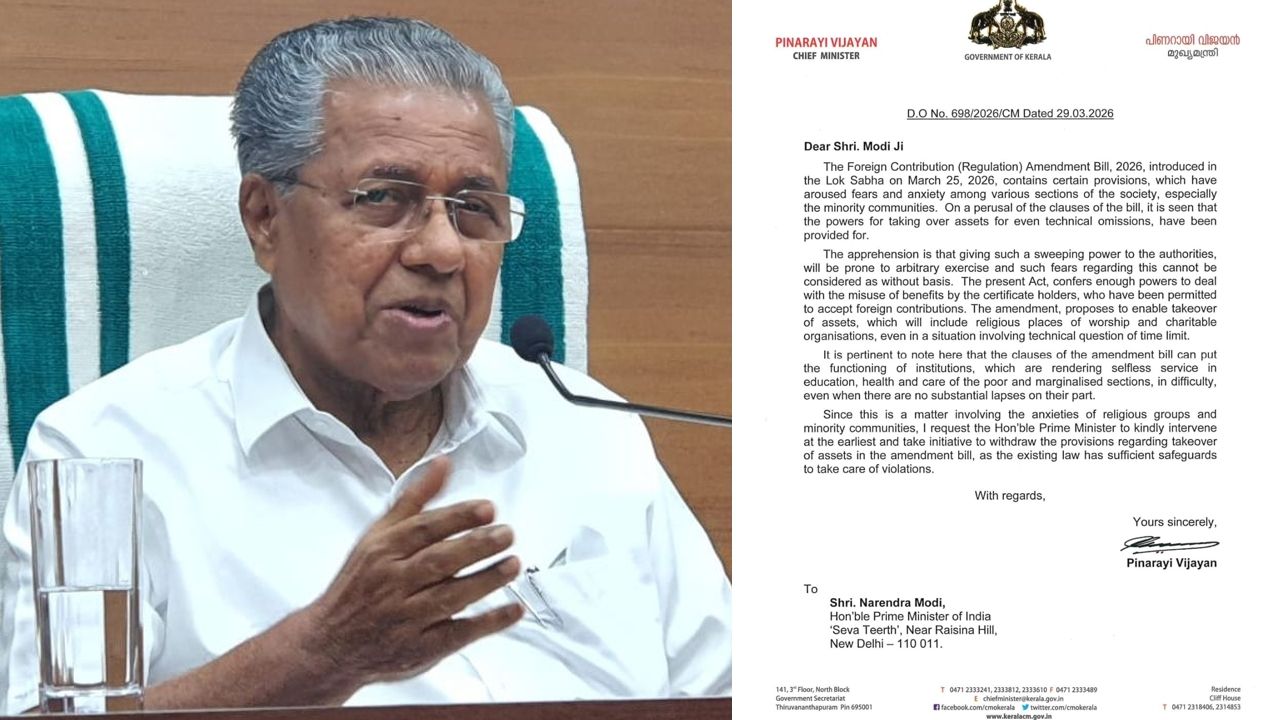 pinarayi vijayan fcri letter to pm