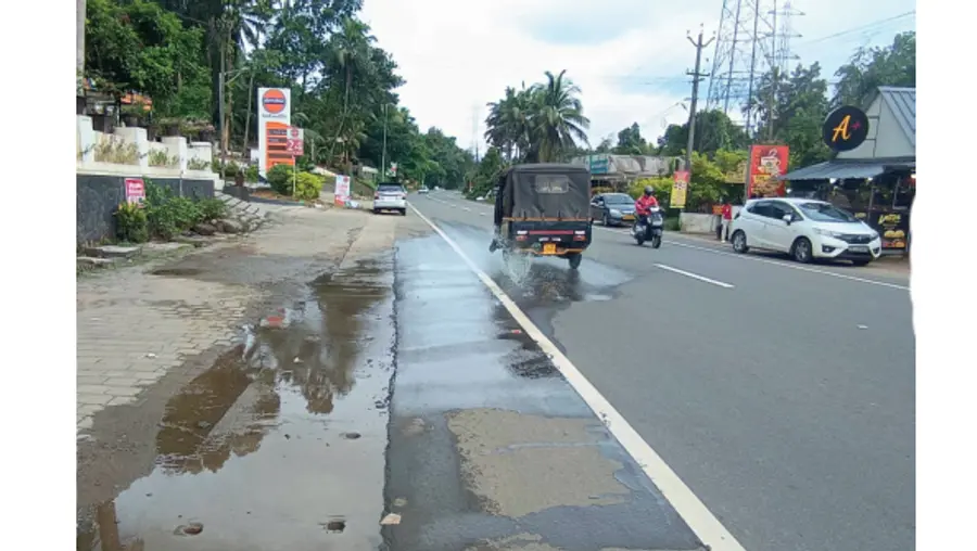 Pipe bursts; road collapses