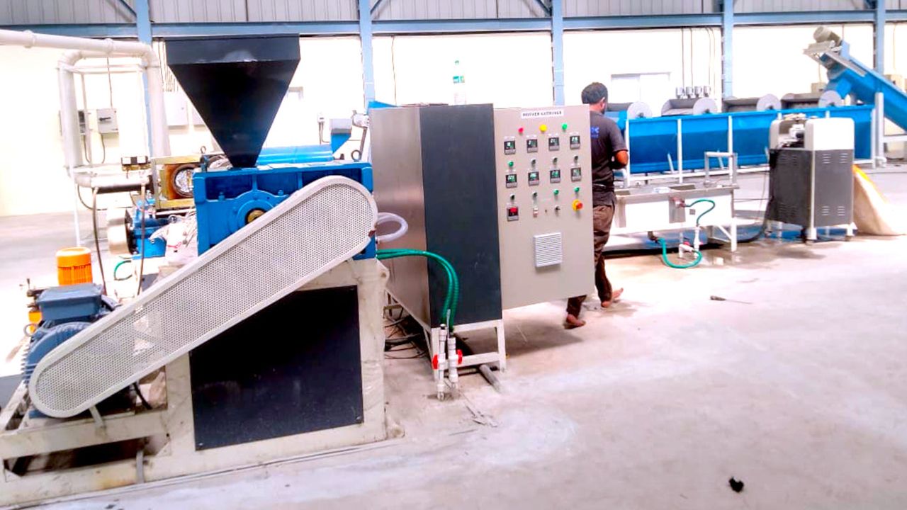 plastic waste processing factory