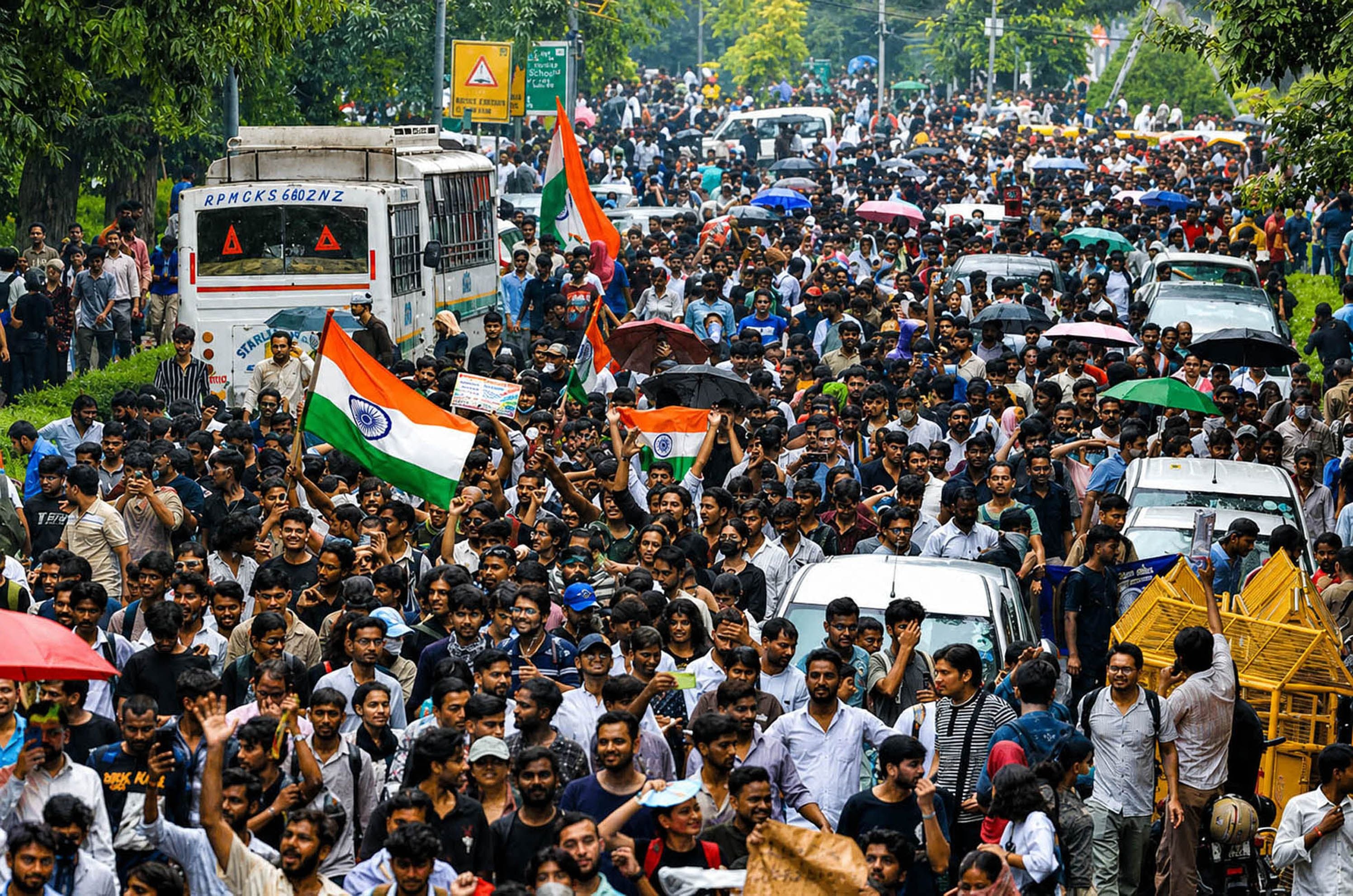 ജന്തർ മന്തറിൽ നടന്ന ജെൻ സീ പ്രക്ഷോഭത്തിനെത്തിയ വിദ്യാർഥികൾ പാർലമെന്റിലേക്ക് മാർച്ച് ചെയ്യുന്നു       കടപ്പാട്‌: ഗൂഗിൾ   