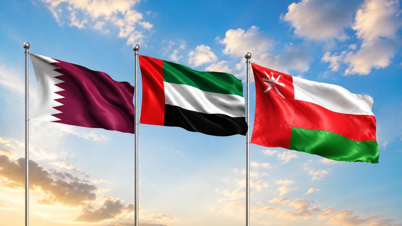 qatar uae oman flag