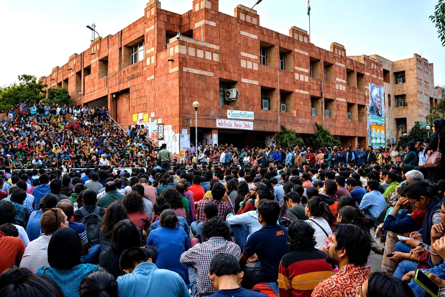 ജെ എൻ യു ക്യാമ്പസ്‌ ഫോട്ടോ          ഫോട്ടോ കടപ്പാട്‌: Stand With JNU സോഷ്യൽ മീഡിയ ടീം