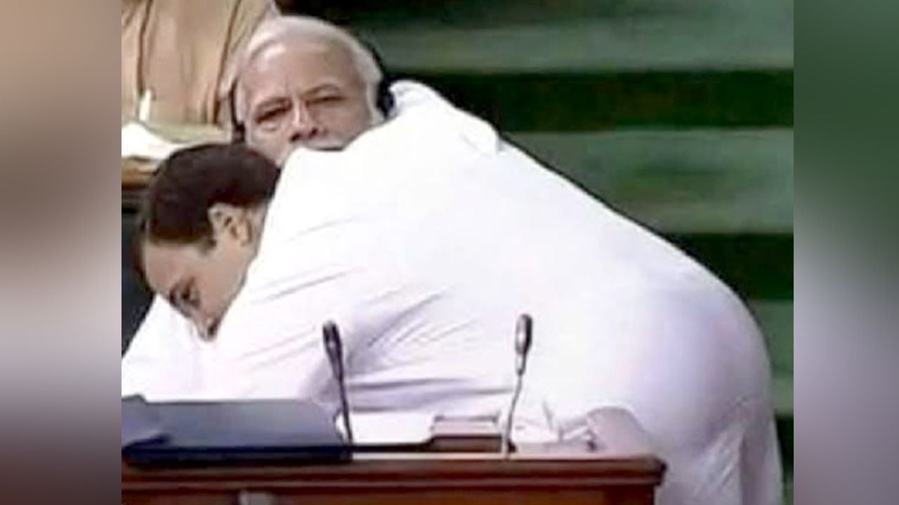 rahul hugging modi