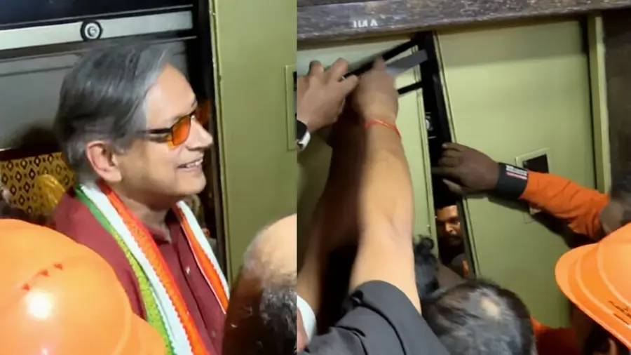 sasi tharoor stranded in lift